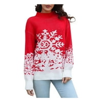 Dahich ženski džemper snježne pahulje okrugli vrat dugih rukava pulover vrhove božićne slatke pad džemper