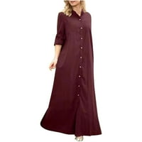 Dugi kardigani Ženska solidna boja Dugih rukava elegantna jednostavna i labava modna modna dugačka haljina