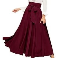 Qiaocaity duge suknje za žene koje tekuju swaying hem elegantna suknja visoke struka sa prednjim čipkama