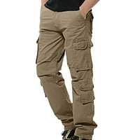 Hupta teretni pantalone za muškarce usred struka Zip teretni hlače opuštene fit solidne točne pantalone