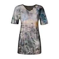 Ženske vrhove kratkih rukava casual bluza cvjetne dame Ljeto V-izrez modni modni 2xl