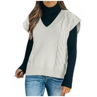 Trendy Bluuse kabl pleteti džemper dame V-izrez prsluk s odjećom djevojke 'pune boje na vrhu majica