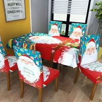 Fugseed Božićni stil stolica za poklopac pogon za kožu Creative Santa Claus uzorak za trpezarijski poklopac