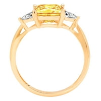 2. CT Sjajna princeza Rezani prirodni citrinski 14k žuto zlato Trobotan prsten SZ 3.75