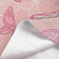Ženske košulje Ženska modna casual V-izrez kratki rukav leptir za ispis bluza ružičaste s