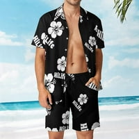 Hilife Hawaii Muška havajska košulja odijela Ležerne prilike labave gumb Donje i plaže Hlače odijelo