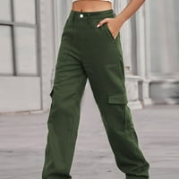 Ravne traperice za žene Traper pantalone Y2K Loose Baggy Mid Still Wideweward Hlače sa džepovima Čvrsti