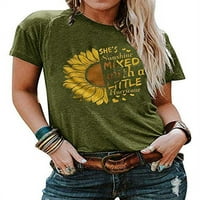 Uhndy Fashion Comfy Women majica Sunflower Print Funny Pismo Ispis Kratki rukav Tee Majica O-izrez Fitness