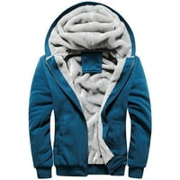 Vremenska men Muška zimska repunad hood warm fleece hoodie zip up dukserirt s toplim džepom jakne, plava,