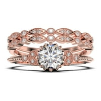 Prekrasan 2. Carat Round Cut Diamond Moissanite cvjetni zaručnički prsten, antikni vjenčani prsten,