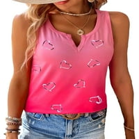 Dame Ljeto TOP V izrez T majice Gradient Cisterne vrpce Žene udobne tee dnevne bluze ružičaste 2xL