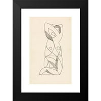 Henri Gaudier-Brzeska crna modernog uokvirenog muzeja Art Print pod nazivom - klečeći ženski figur