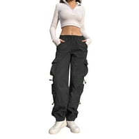 Y2K hlače Y2K hlače za tinejdžere podesive elastične struk kargo ravne pantalone u ulici Srednja odjeća