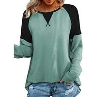 Ženska jesen vrhovi modne žene Ljetna majica s dugim rukavima Casual Patchwork top bluza