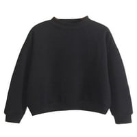 Niuer dame majica dukserica sa kratkim krajem dugih rukava, pulover dugih rukava, čvrste boje crne s