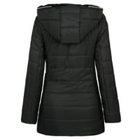 Symoid Womens Parkas - modna kapuljača na kapuljaču dame topli kaput dugačka tanka jakna crna xl