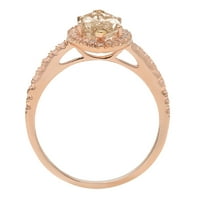 2.38ct Marquise rezan šampanjac simulirani dijamant 18K ružičasto zlato Angažovanje halo prstena veličine