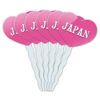 Japan Heart Love Cupcake Picks Toppers - Set od 6