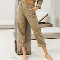 Floleo ženske duge hlače zasebne pantalone jeseni ljetni ženski ležerni džepovi u boji elastične struke