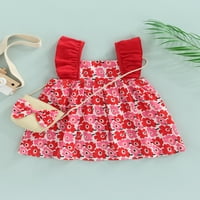 Calsunbaby Baby Girl Ljetna odjeća Cvijeće ruffle bez rukava + velika luka od slame 6m-3T