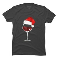 Vinsko staklo Xmas TEE božićni ljubitelji vina Santa šešir poklon tee muški ugljen sivi - dizajn od