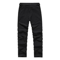 Hinvhai Clearence Muškarci Čvrsti dugme-Zip Multi-džepne ravne teretne pantalone crne 4