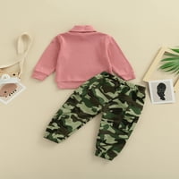 Izhanske toddler dječja djevojka jesenska odjeća dugi rukav kornjač pletene džemper kamuflažne hlače postavljene ružičaste 2- godine