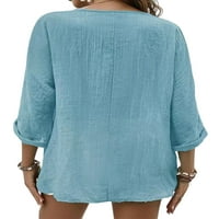Colisha ženske bluze gumb dolje majice dugi rukavi na dugim rukavima Ležerne prilike V izrez Tunika