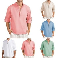 Muška pamučna posteljina majica Majica Ležerne prilike labave bluze s dugim rukavima