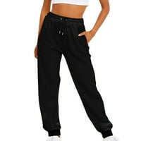 Dianli Fashion Womens Multi-džepovi Elastične matične gume Dame udobne hlače Joggers High Squik pune