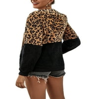 Ženska jesenska jakna Leopard Print Fleece sa kaputicom sa kapuljačom