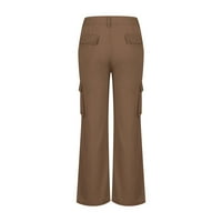 TAQQPUE Ženski šark kašika za čipke za hlače za preklopne pantalone Ležerne prilike ravne pantalone