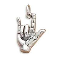 Sterling srebrna 8 šarm narukvica sa priloženim 3D ASL volim vas znatno znatno jezički šarm
