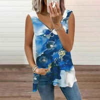 PEDORT WOMENS TOPLS SOLID O izrez Labavi kratki rukav SummerWomen modna Ležerna majica Plava, XL