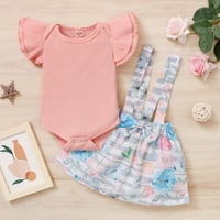 Ljetna novorođenčad Gyriatedream za bebe Girl Flutter rukava s rukavima + suknja, odijelo