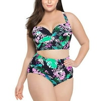 Lulshou ženski seksi bikini kupaći kostimi plus veličina Ženska zavoj Wimsuit boja podudaranje casual