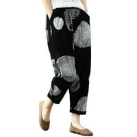 Ženske hlače tiskane casual džepne tajice olovke olovke elastične struke labave hlače joga putničke
