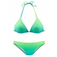 Ženski gradijentni ispisani bikini set zalogaj Halter Top trokutni kupaći kostim Trendi seksi plaža