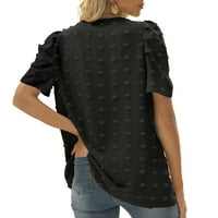 Ženska majica Solid V-izrez Slatka rukava s kratkim rukavima pulover s kratkim rukavima na vrhu rockabilly