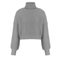 džemperi Aoksee za žene modne žene čvrste pulovene dugih rukava turtleneck-vrat casual džemper vrhovi