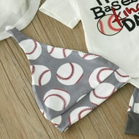 TODDLER Outfits Skraćeno slovo Romable Body Cartoon Baseball Print gaće sa šeširom Dječja dječaka Veličina