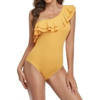 Ženski kupaći kostimi su čvrste boje jedan rame rubf Conzervativni kupaći kostimi Bikini setovi jedno