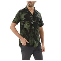Muška modna etnička kratka rukava casual tiskarska havajska majica bluza majica crna l