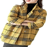 Ženska zimska plairana blejlarna vuna mješavina graška kaput dvostruka midi jakna
