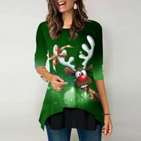 Phonesoap Dame Fashion Elk Božićni ispis Majica Loose Loather Velike rukavska ljetna floralna V izrez