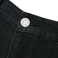 Žene visokog struka mršavih traperica džepne pantalone pantalone traperice crne s
