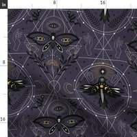 Traper tkanina od dvorišta - Lunarna vještica crna ljubičasta akademija kristala geometrija prilagođena