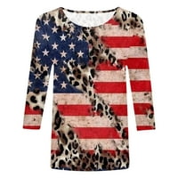 Žene V izrez 4. četvrti juli Patriotsko SAD Američka zastava Star Striped Nezavisno-majice