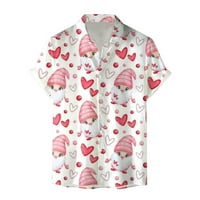 Tking modni muški majica Valentinovo stil tiskani kratki rukav labav gumb casual majice za muškarce