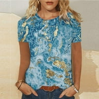 Uerlsty Plus size Ženska tiskana bluza s kratkim rukavima Majica Dame Ljetne casual vrhove